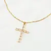 1 Piece Vintage Style Cross Stainless Steel Inlay Diamond Pendant Necklace