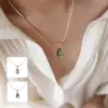 Wholesale Jewelry Chinoiserie Geometric Titanium Steel Glass Inlay Pendant Necklace