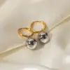 304 Stainless Steel Round PVD Coated 18K Real Gold Plated INS Style Plating Silver Drop Earrings
