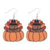 Wholesale Cross-Border New Autumn Harvest Thanksgiving Turkey Pumpkin Funny Pendant Earrings Wooden Double-Sided Earrings Gift