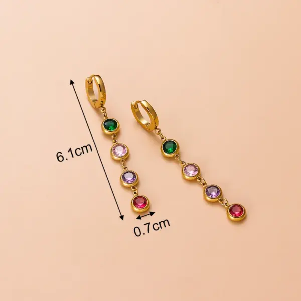 1 Pair Fashion Round Tassel Plating Inlay 304 Stainless Steel Zircon Stainless Steel Earrings