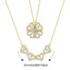 Wholesale Fashion Four Leaf Clover Heart Shape Stainless Steel Flowers Inlay Zircon Necklace