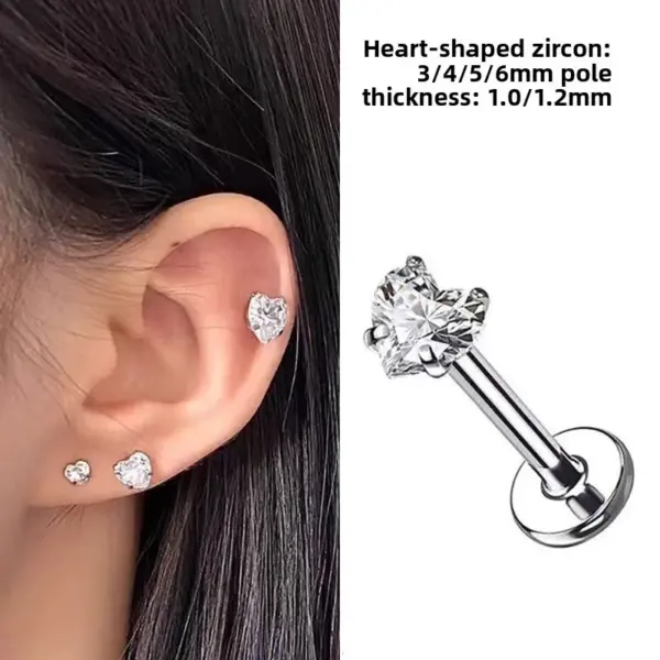 Wholesale Modern Style Sweet Titanium Alloy Heart-shaped Earrings And Lip-shaped Brooch Four-prong Zircon Fashion Jewelry Suitable For Men And Women
