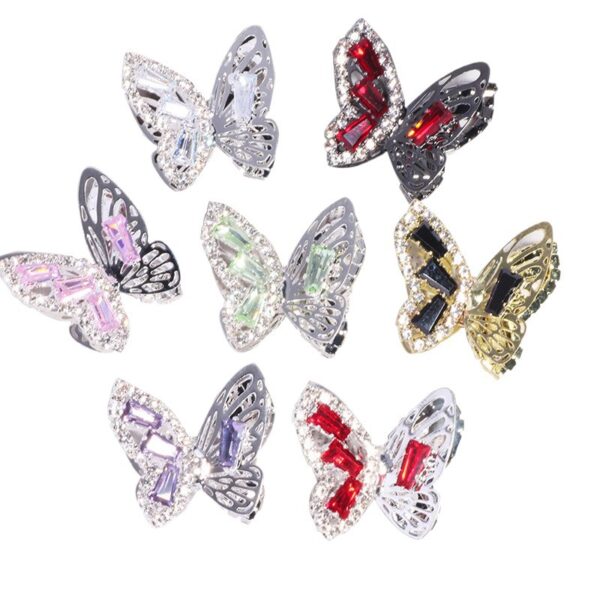 Wholesale DIY heavy-duty alloy hollow butterfly rhinestone beads with straight holes
