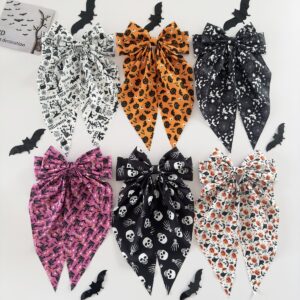 Wholesale New Halloween hair accessories featuring pumpkin skulls, ghost hands, and bows; spring clips for party decorations.