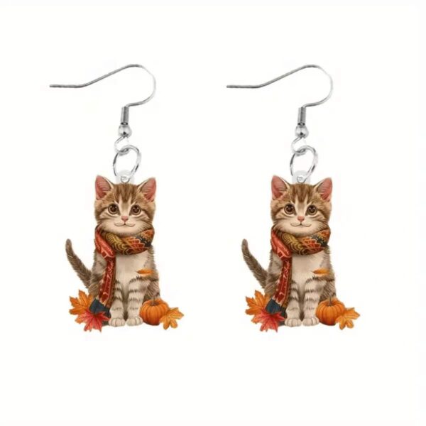 Wholesale Halloween Thanksgiving Cat Acrylic Earrings