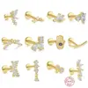 1 Piece Ear Cartilage Rings & Studs Fashion Geometric 925 Sterling Silver Inlay Zircon