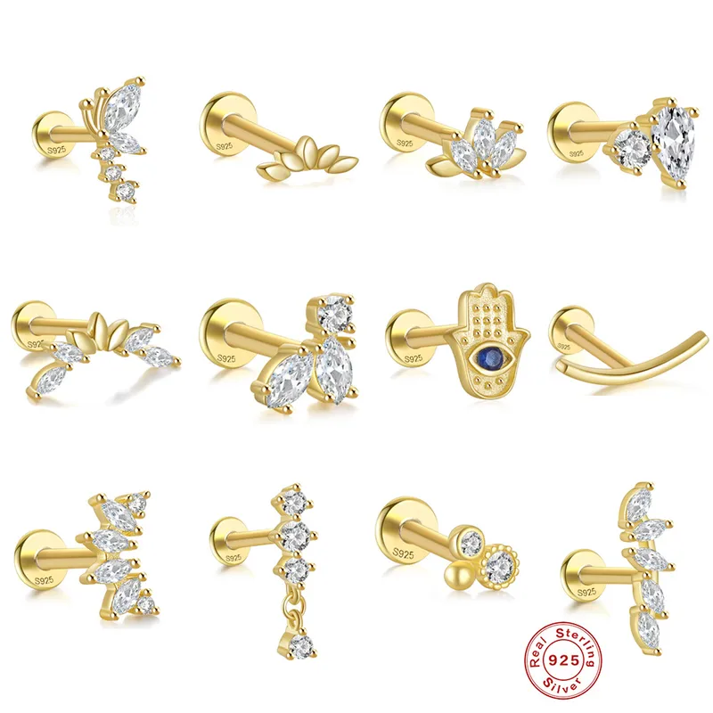 Wholesale 1 Piece Ear Cartilage Rings & Studs Fashion Geometric 925 Sterling Sier Inlay Zircon