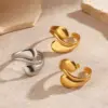 Wholesale Ion Plating (IP) 18K Gold Plated Solid Color 304 Stainless Steel Casual Hip-Hop Simple Style Waterproof Non Tarnish Rings