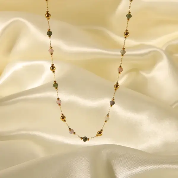 PVD Coated Real Gold Plated 18K Gold Geometric 304 Stainless Steel Natural Stone Luxurious Simple Style Waterproof Non Tarnish Jewelry Set