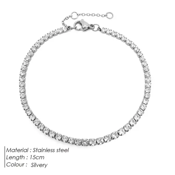 Vacation Simple Style Solid Color 304 Stainless Steel Zircon Tennis Chain Tennis Bracelet In Bulk