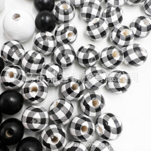 14mm white and black checkered beads