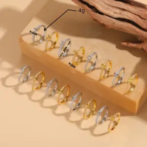 Cute Simple Style Commute Letter Copper Plating Inlay Zircon 14k Gold Plated White Gold Plated Open Rings