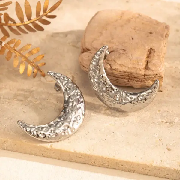 Wholesale 1 Pair IG Style French Style Moon Starfish 304 Stainless Steel Ear Studs