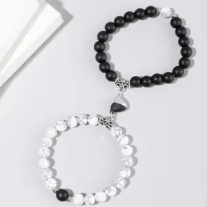 Wholesale Fashion Heart Shape Agate Beaded Bracelets 1 Set