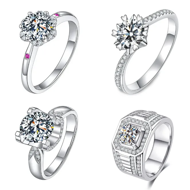 Wholesale Fashion Round Copper Plating Inlay Artificial Diamond Rings 1 Piece