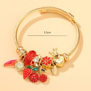 Personalized beaded strawberry bracelet