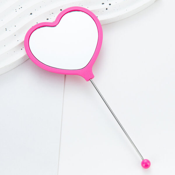 Wholesale New DIY Beaded Handle Mirror Handheld Makeup Mirror Portable Single Dressing Mirror Plastic Love Makeup Mirror