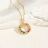Wholesale Water Plating Vacuum Plating 18K Gold Plated Geometric Letter Flower Titanium Steel Modern Style Sweet Classic Style Titanium Steel Pendant Necklace