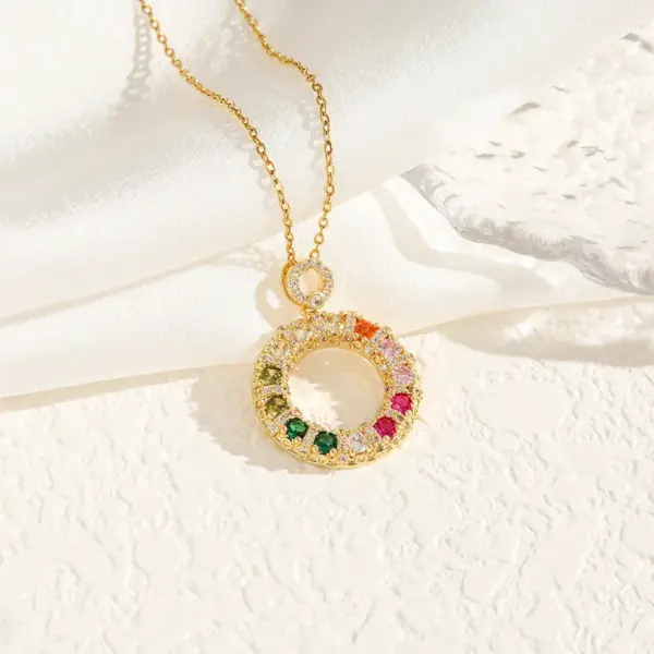 Wholesale Water Plating Vacuum Plating 18K Gold Plated Geometric Letter Flower Titanium Steel Modern Style Sweet Classic Style Titanium Steel Pendant Necklace
