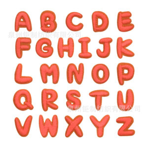 A set of bright orange letters (hot melt glue)