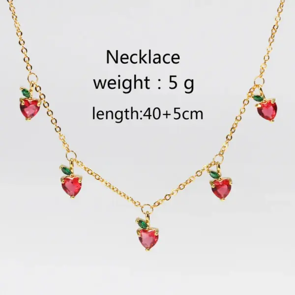 Wholesale Jewelry Simple Style Classic Style Cherry Fruit Copper Zircon Pendant Necklace