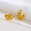 Wholesale 304 Stainless Steel C Shape PVD Coated 18K Gold Plated 18K Gold Simple Style Classic Style Waterproof Non Tarnish Plating Gold Ear Studs