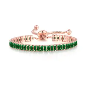 Rose Gold + Rectangular Emerald Stone 2 * 4mm