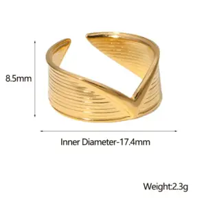 Wholesale Jewelry Fashion Geometric 304 Stainless Steel 18K Gold Plated Irregular Stainless Steel Rings