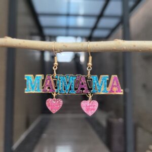 Wholesale European and American New Mothers Day Mosaic Acrylic MOM MAMA Letter Love Earrings Holiday Gift Earrings