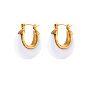 round Acrylic Earrings-White