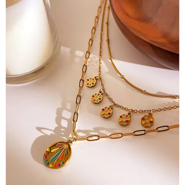 316 Stainless Steel Pentagram Geometric PVD Coated Rhinestones Real Gold Plated Simple Style Commute Waterproof Non Tarnish Surgical Steel Inlay Cable Chain Lobster Trigger Clasp Closure Gold Pendant Necklace