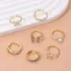 Wholesale Ig Style Basic Geometric Butterfly Copper Plating Inlay Zircon 14k Gold Plated Open Rings