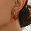 Wholesale Cross Border Hot Red Apple Resin Earrings Cute Sweet Fashion Small Elegant Earrings