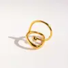 Women's Copper Brass Geometric Abstract Curve Pearl Rings Brass Jewelry