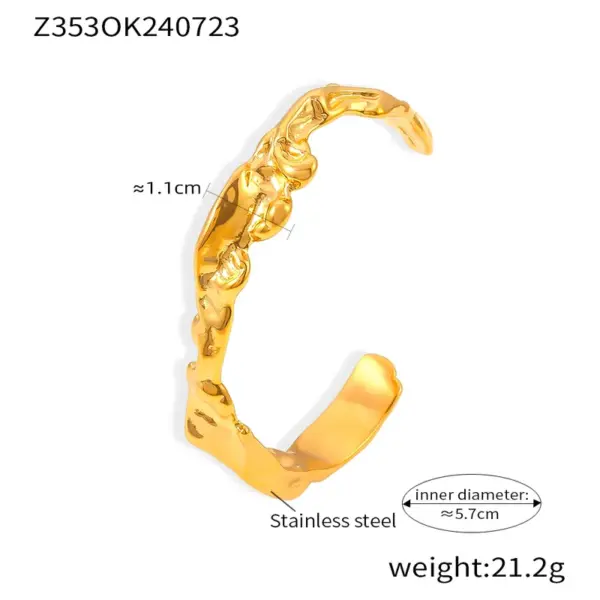 Wholesale 304 Stainless Steel Waves PVD Coated Real Gold Plated Casual Elegant Modern Style Waterproof Non Tarnish Plating Bangle