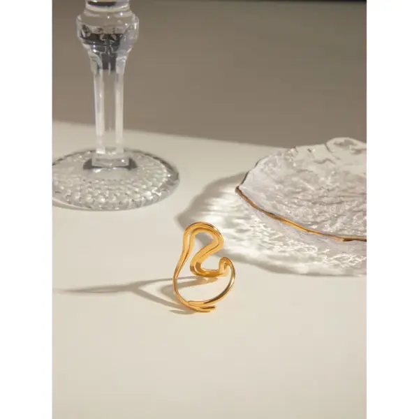 Wholesale Jewelry IG Style S Shape 304 Stainless Steel 18K Gold Plated PVD Coated Open Rings