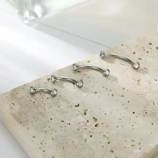 Wholesale Titanium Double Headed Ear Studs Brow Bone Piercing With Internal Thread Imported Czech Diamond Lip Studs Unisex Body Piercing