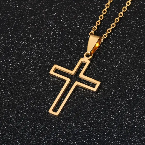Water Plating 18K Gold Plated Cross Stainless Steel Fashion 304 Stainless Steel Necklace