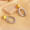 PVD Coated Real Gold Plated 18K Gold Irregular Oval 304 Stainless Steel Elegant Retro Waterproof Non Tarnish Drop Earrings