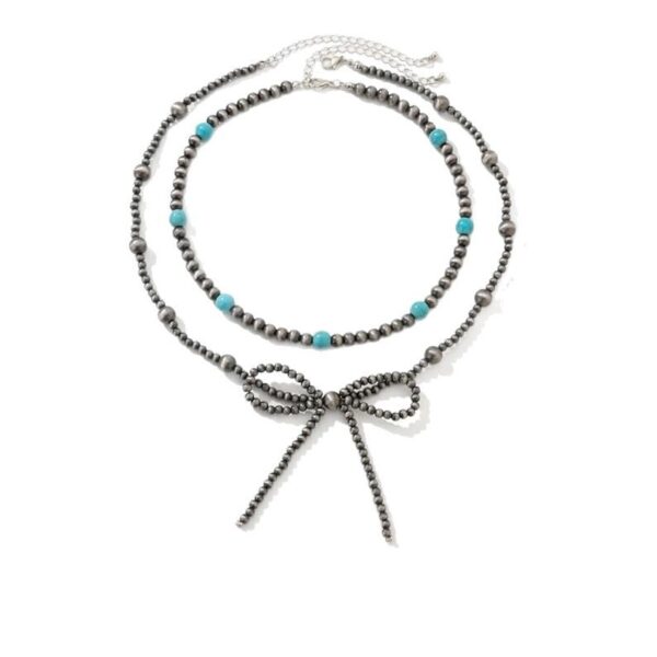 oly-ff8a74612488f8e5c508520c6dc02c94 Wholesale pular Western Bow Necklace Multi-Layer Bohemian Style Turquoise Bead Necklace Jewelry Gift for Women