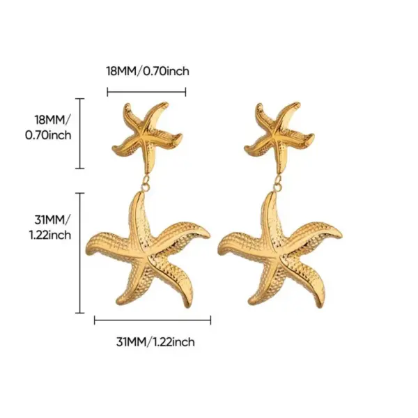 Wholesale 1 Pair IG Style Marine Style Tortoise Starfish 304 Stainless Steel Drop Earrings Ear Studs