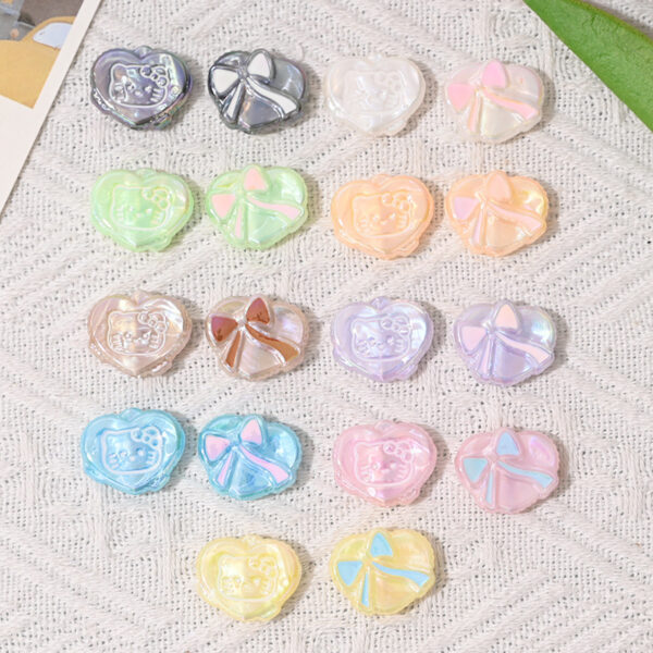Wholesale Uv Plated Heart Beads Bow Printed Loose Beads DIY OLY Exclusive