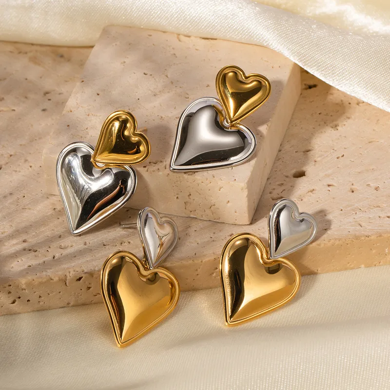 Wholesale 1 Pair IG Style Basic Streetwear Heart Shape Plating 304 Stainless Steel Stainless Steel Earrings