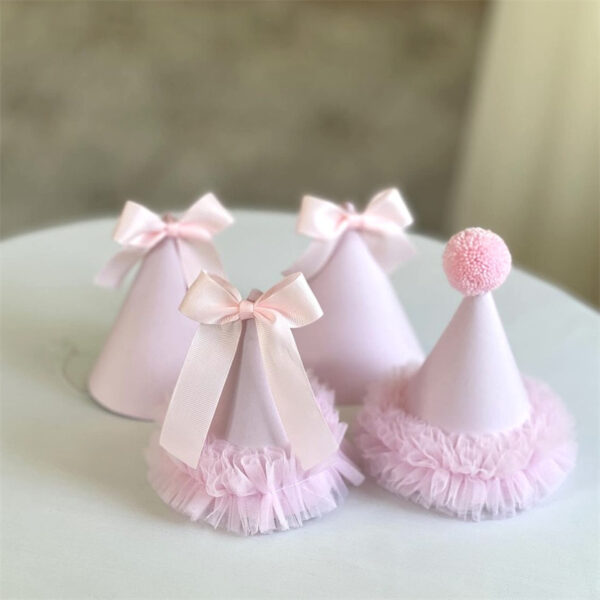Wholesale Cute Girly Heart Birthday Party Hat South Korea Bow Lace Pink Party Layout