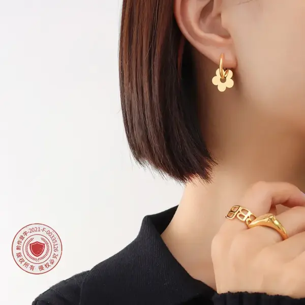 Wholesale PVD Coated Real Gold Plated 18K Gold Geometric 304 Stainless Steel Elegant Waterproof Non Tarnish Earrings