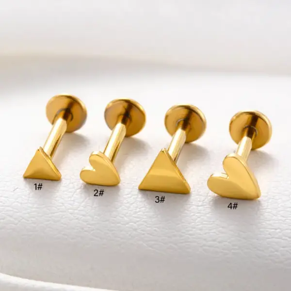 1 Piece Ear Cartilage Rings & Studs IG Style French Style Simple Style Triangle Heart Shape 316L Stainless Steel Waterproof Non Tarnish Surgical Steel