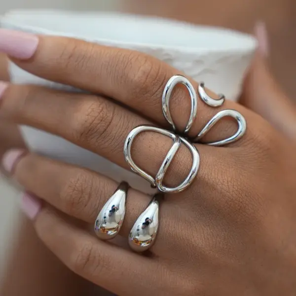 Wholesale Simple Stainless Steel Ring For Women Western Jewelry Suitable For Daily Wear Geometric Pattern 304 Stainless Steel