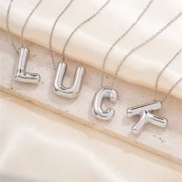 Wholesale 304 Stainless Steel Copper Rhodium Plated Hip-Hop Modern Style Classic Style Plating Letter Pendant Necklace