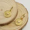 Wholesale 1 Pair Retro Round Inlay 304 Stainless Steel Rhinestones 18K Gold Plated Stainless Steel Earrings